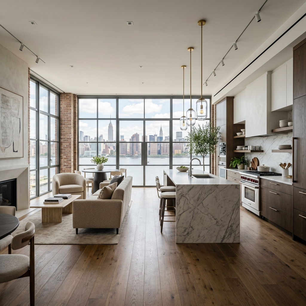 Renovated modern loft living space designed by Civitas Contracting